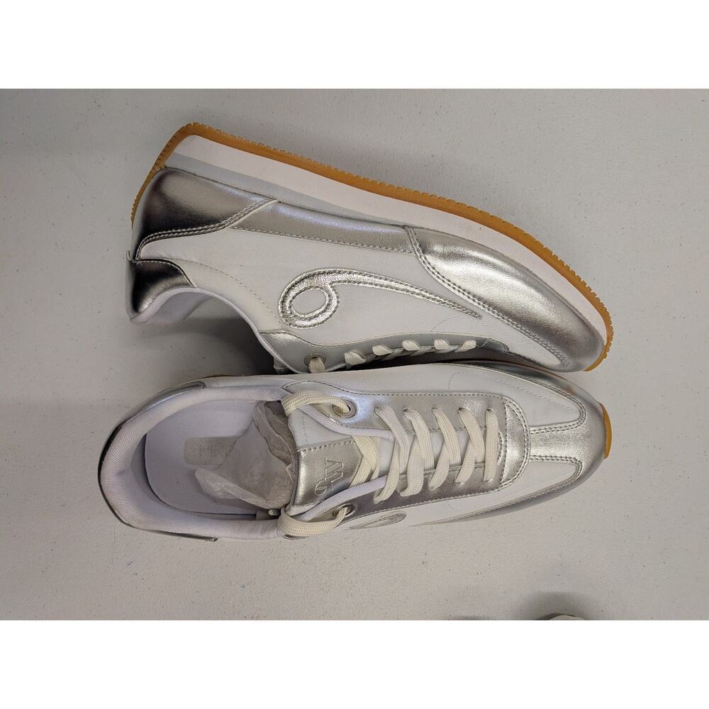 Nine West White Silver Sneakers Size 10 Women Casual Lace Up Fashion